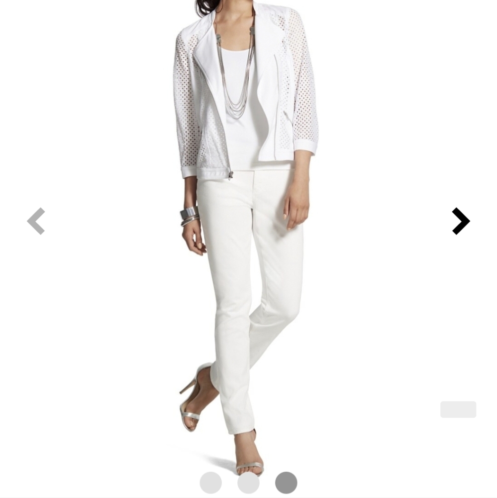 Chico's Moto Jacket Diamond Mesh White Large - Picture 3 of 8